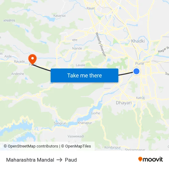 Maharashtra Mandal to Paud map