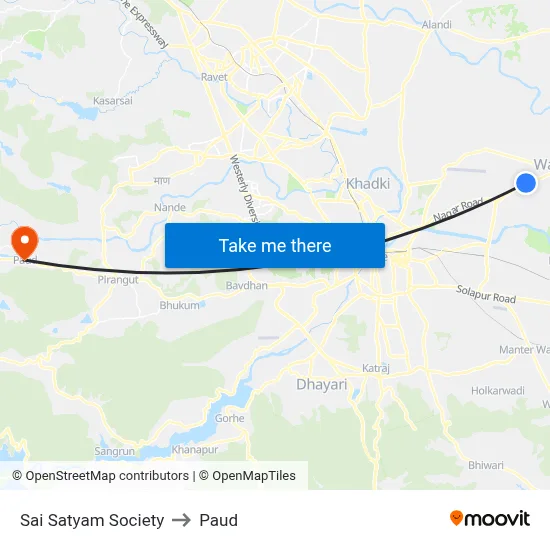 Sai Satyam Society to Paud map