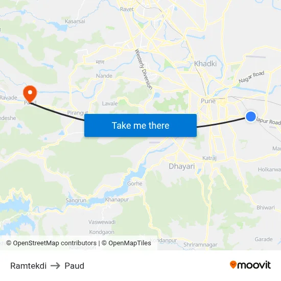 Ramtekdi to Paud map