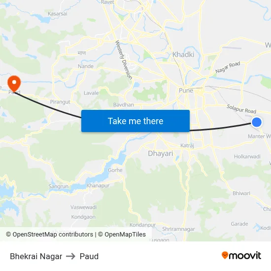Bhekrai Nagar to Paud map