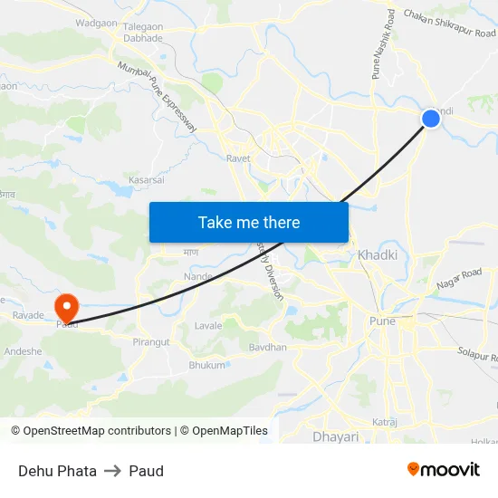 Dehu Phata to Paud map