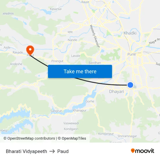 Bharati Vidyapeeth to Paud map