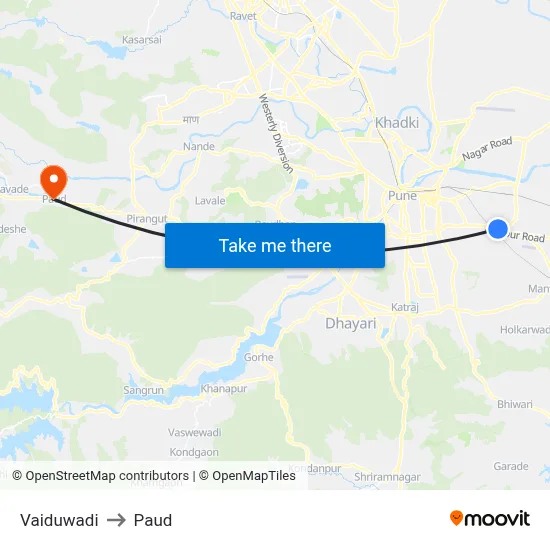 Vaiduwadi to Paud map