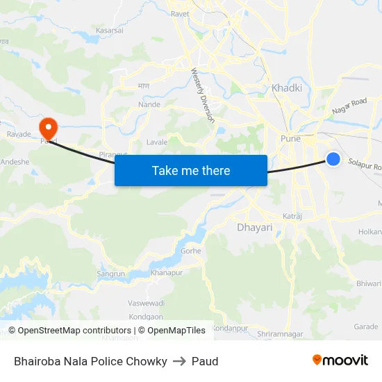 Bhairoba Nala Police Chowky to Paud map