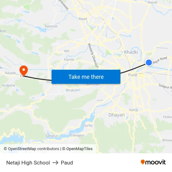 Netaji High School to Paud map