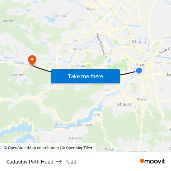 Sadashiv Peth Haud to Paud map
