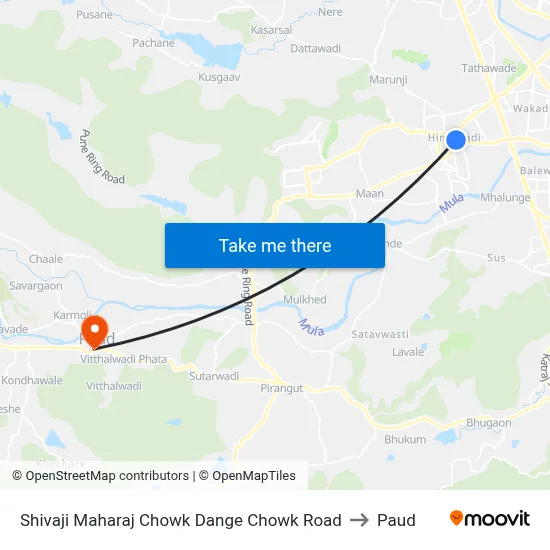 Shivaji Maharaj Chowk Dange Chowk Road to Paud map