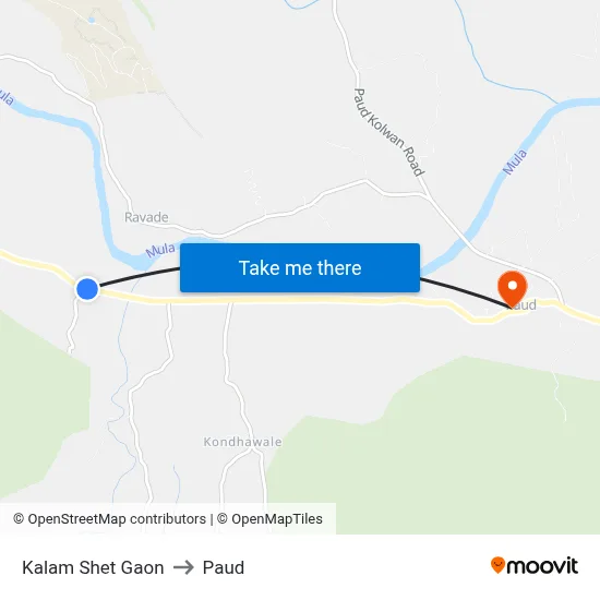Kalam Shet Gaon to Paud map