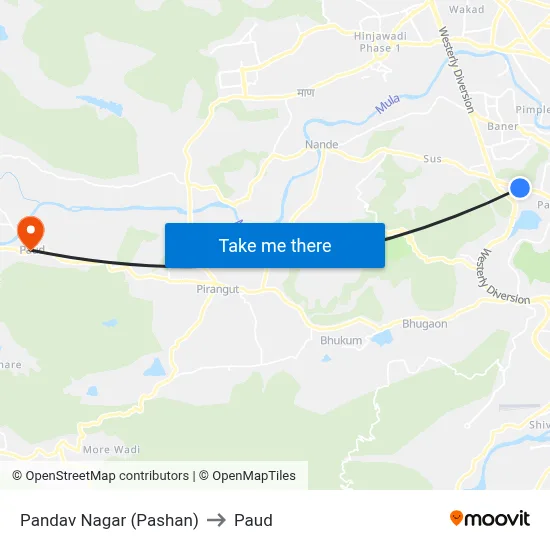 Pandav Nagar (Pashan) to Paud map