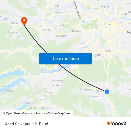 Khed Shivapur to Paud map