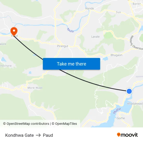 Kondhwa Gate to Paud map