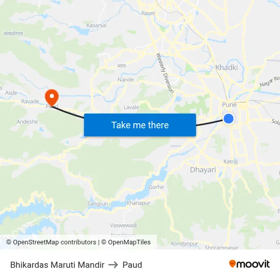 Bhikardas Maruti Mandir to Paud map