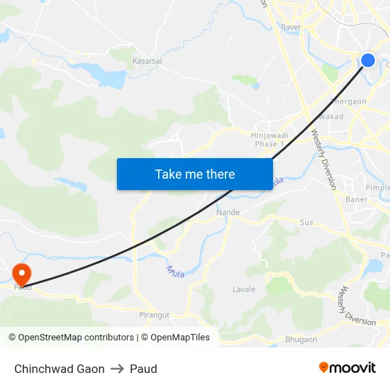Chinchwad Gaon to Paud map