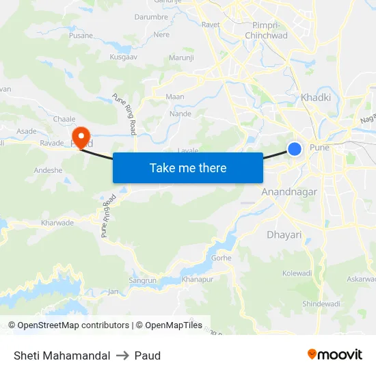 Sheti Mahamandal to Paud map