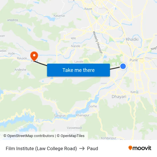 Film Institute (Law College Road) to Paud map
