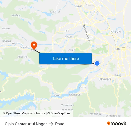Cipla Center Atul Nagar to Paud map
