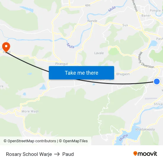Rosary School Warje to Paud map
