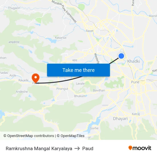 Ramkrushna Mangal Karyalaya to Paud map