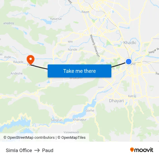 Simla Office to Paud map