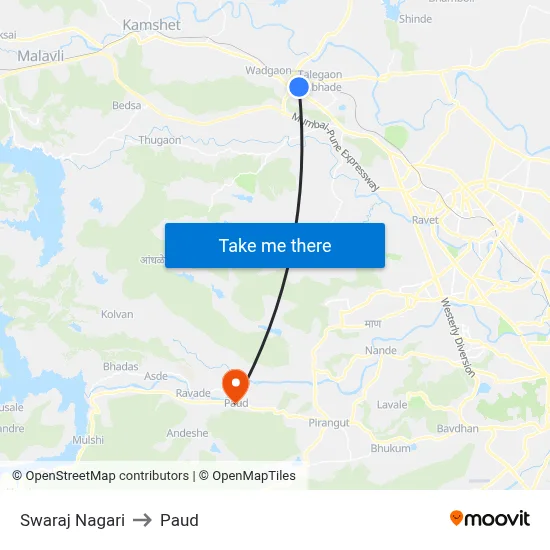 Swaraj Nagari to Paud map