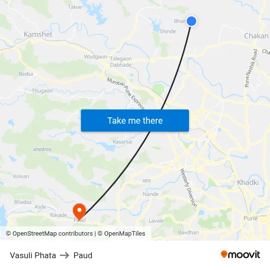 Vasuli Phata to Paud map