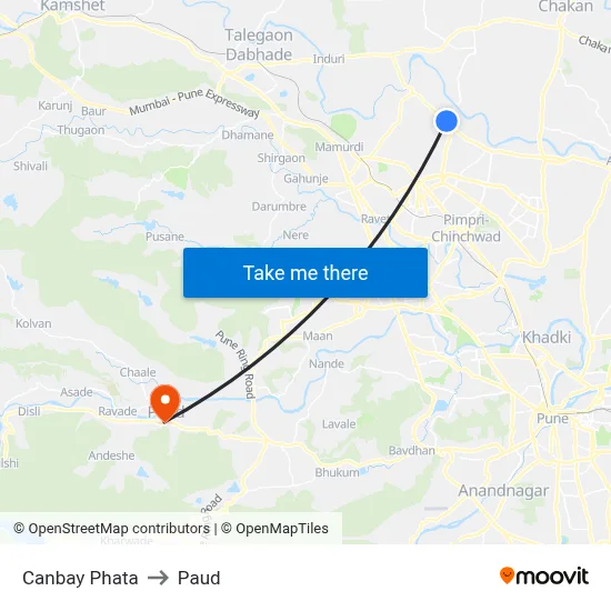 Canbay Phata to Paud map