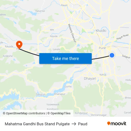 Mahatma Gandhi Bus Stand Pulgate to Paud map