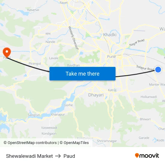 Shewalewadi Market to Paud map
