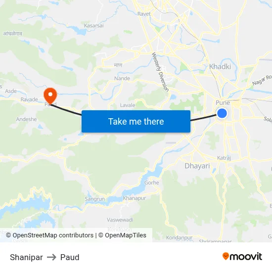 Shanipar to Paud map