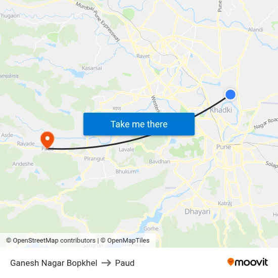 Ganesh Nagar Bopkhel to Paud map