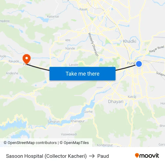 Sasoon Hospital (Collector Kacheri) to Paud map