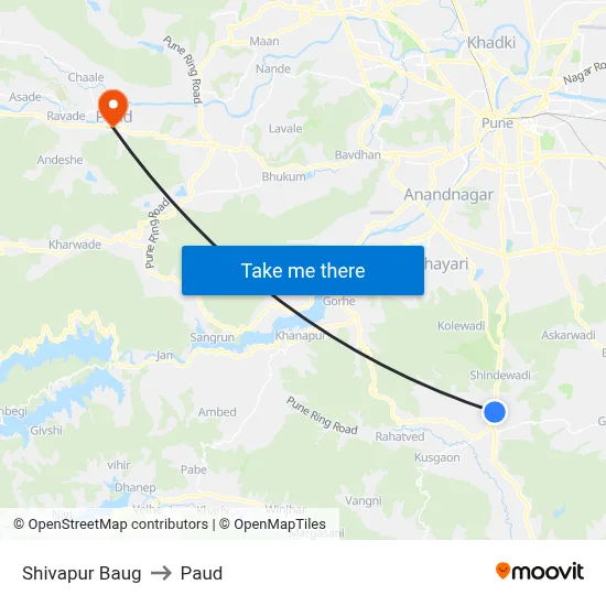 Shivapur Baug to Paud map