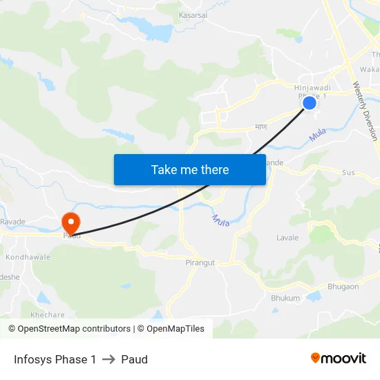 Infosys Phase 1 to Paud map