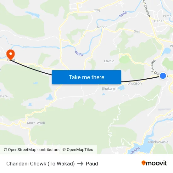 Chandani Chowk (To Wakad) to Paud map
