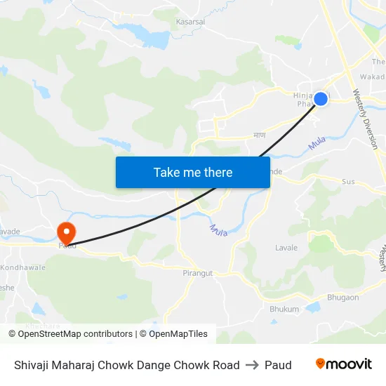 Shivaji Maharaj Chowk Dange Chowk Road to Paud map