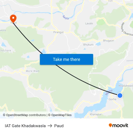 IAT Gate Khadakwasla to Paud map