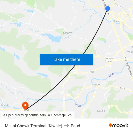 Mukai Chowk Terminal (Kiwale) to Paud map
