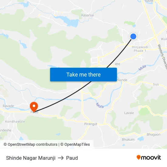 Shinde Nagar Marunji to Paud map