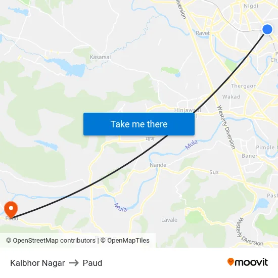 Kalbhor Nagar to Paud map