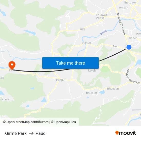 Girme Park to Paud map