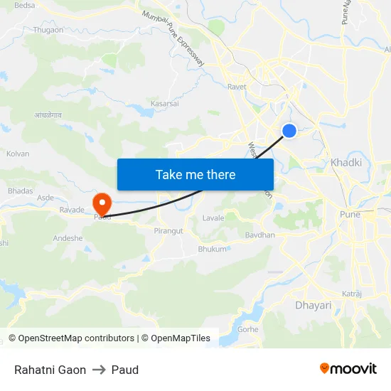 Rahatni Gaon to Paud map
