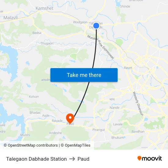 Talegaon Dabhade Station to Paud map