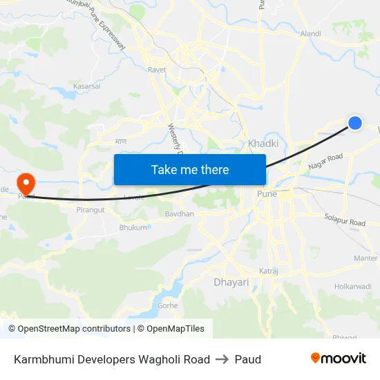 Karmbhumi Developers Wagholi Road to Paud map