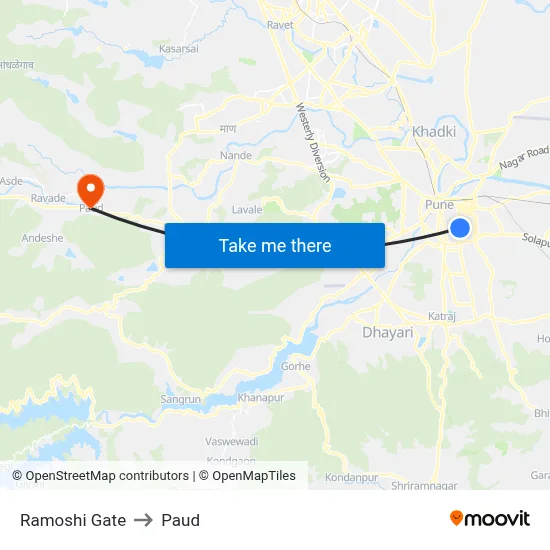 Ramoshi Gate to Paud map