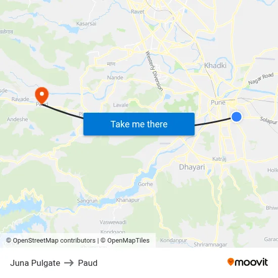 Juna Pulgate to Paud map