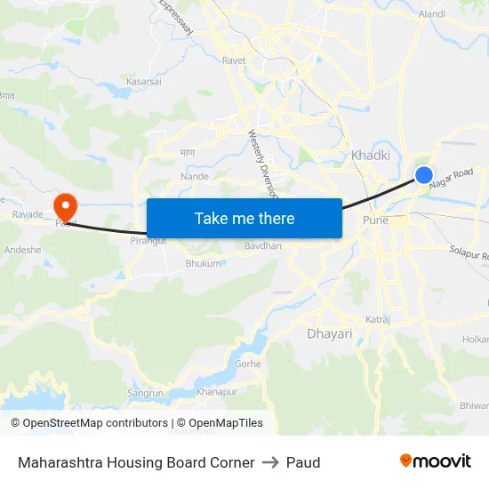 Maharashtra Housing Board Corner to Paud map