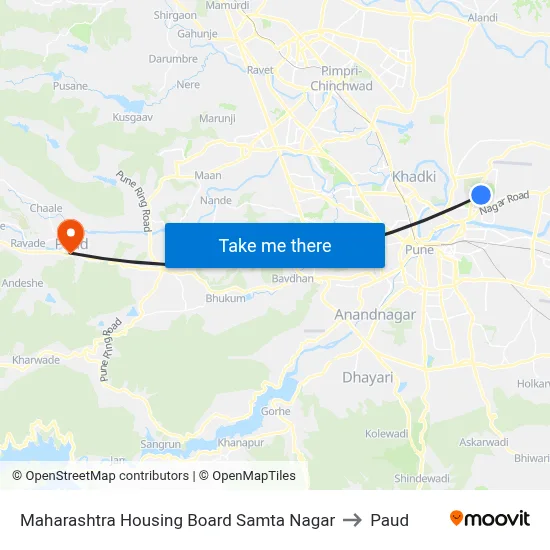 Maharashtra Housing Board Samta Nagar to Paud map