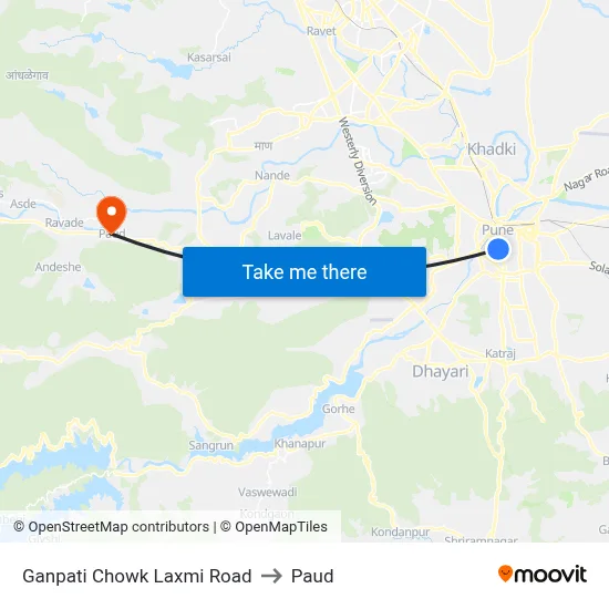 Ganpati Chowk Laxmi Road to Paud map