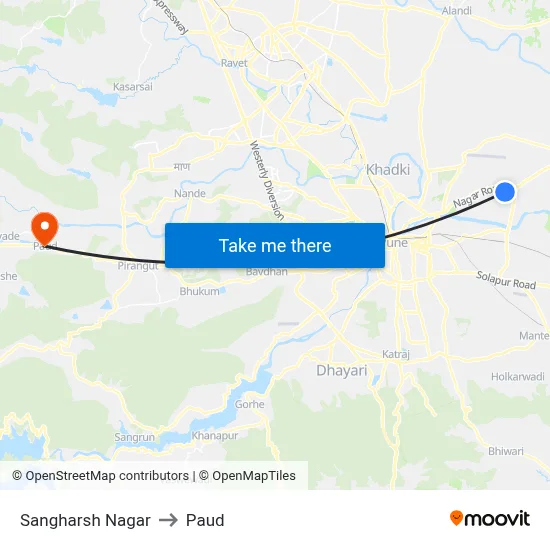 Sangharsh Nagar to Paud map