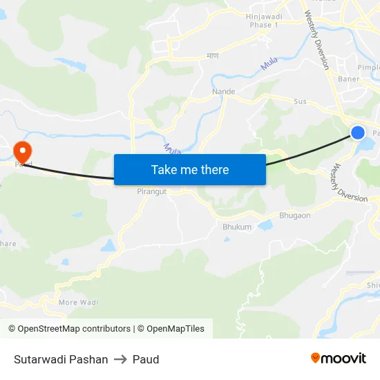 Sutarwadi Pashan to Paud map